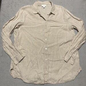 J Jill Love Linen Top Small Missy Beige Button Up Casual Capsule Minimalist